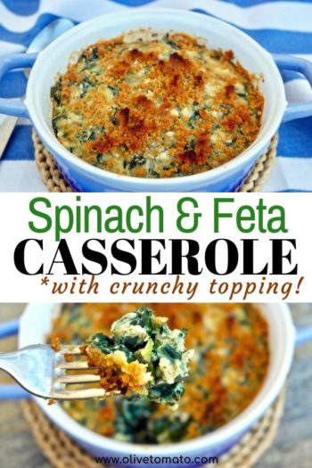 Spinach Casserole with Feta and Crunchy Topping - Olive Tomato