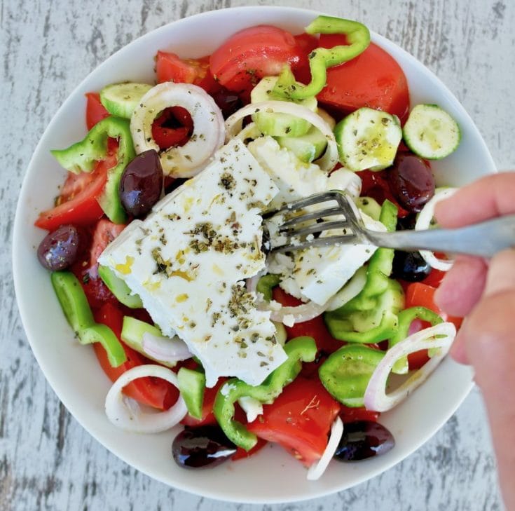 The Best Authentic Greek Salad Horiatiki OliveTomato Com   Easy Greek Salad Recipe 735x729 