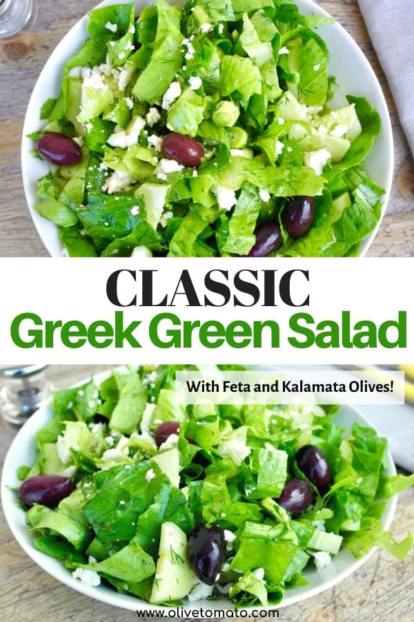 Classic Greek Green Salad with Feta – Maroulosalata - OliveTomato.com