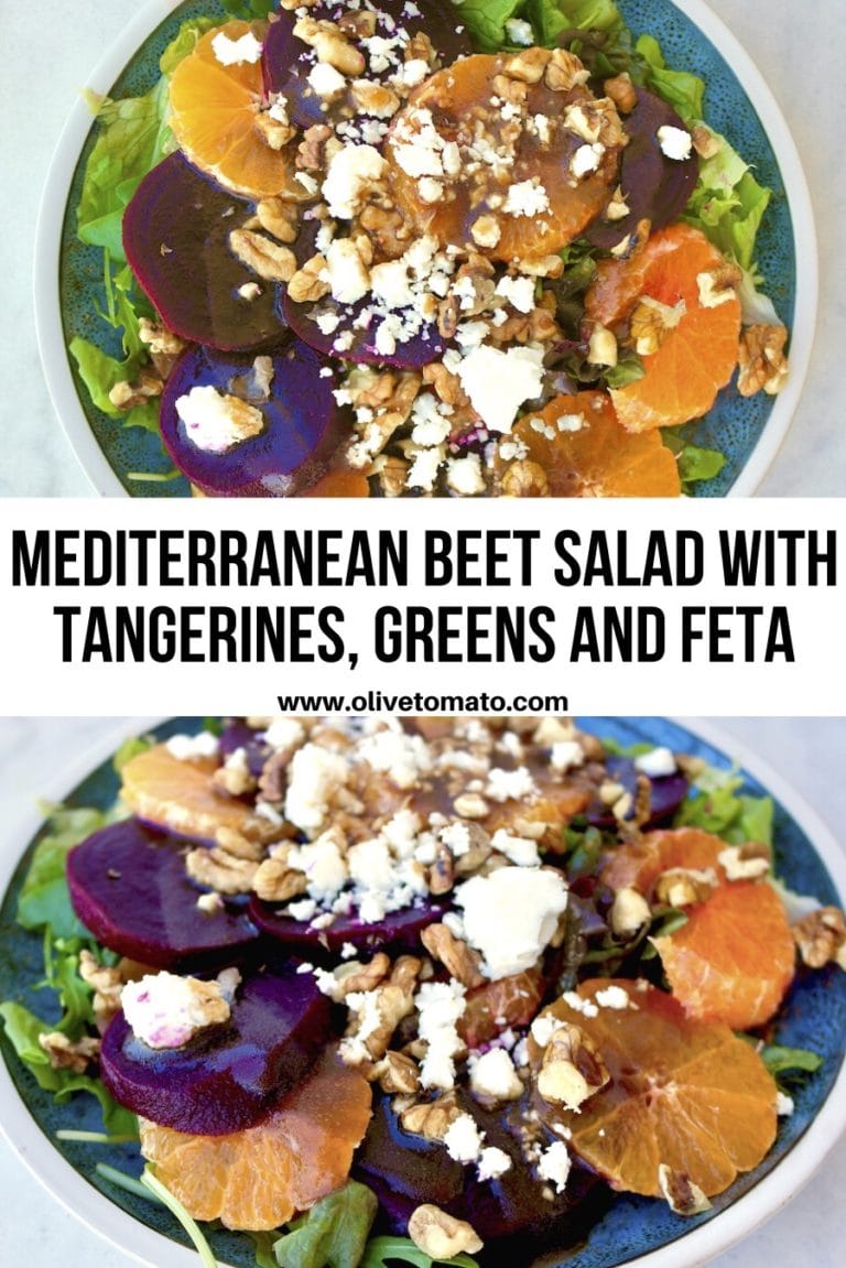 Mediterranean Beet Salad with Tangerines, Greens and Feta - Olive Tomato