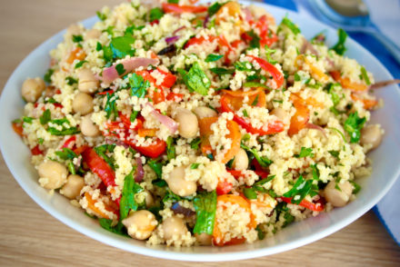 Roasted Vegetable and Chickpea Couscous - OliveTomato.com