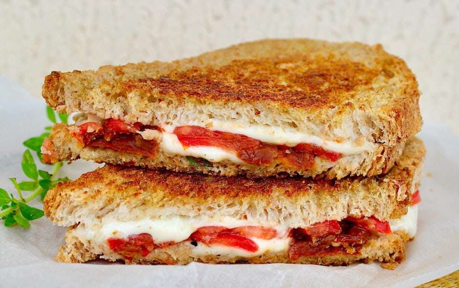 Mediterranean Grilled Tomato Mozzarella Sandwich Olive Tomato